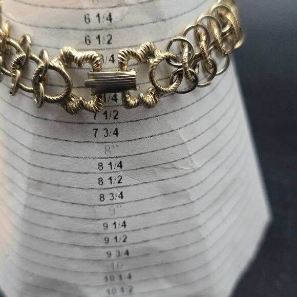 Vintage Goldette Gold Tone Circle Link Bracelet Costume Jewelry - Picture 6 of 8